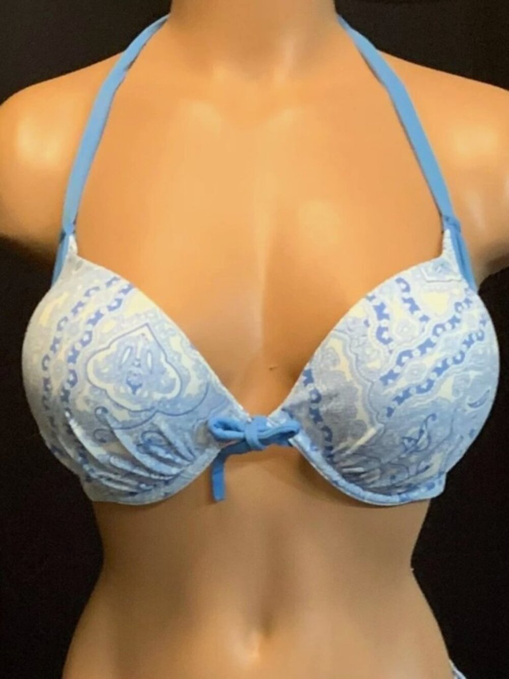Victoria's Secret Gorgeous Swim Add-2-Cups Halter Top 34D Bombshell Push-up NWT